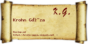 Krohn Géza névjegykártya