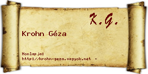 Krohn Géza névjegykártya